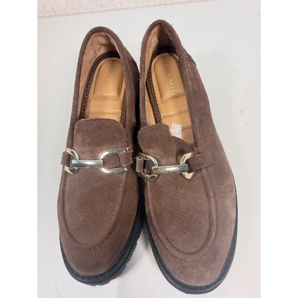Kelly &‎ Katie Shoes Womens 7.5 M Maddie Platform Loafers Brown Leather Casual